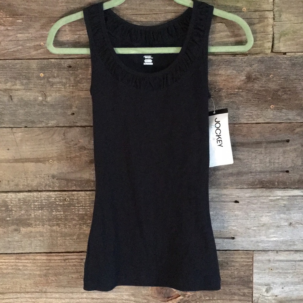 NWT Jockey P2P Ribbed Tank with Ruching Neckline